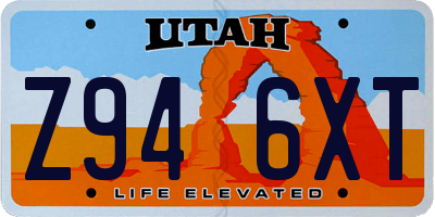 UT license plate Z946XT