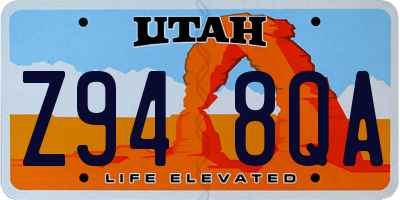 UT license plate Z948QA