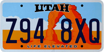UT license plate Z948XQ
