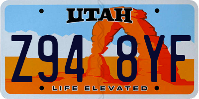 UT license plate Z948YF