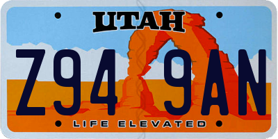 UT license plate Z949AN