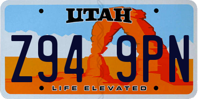 UT license plate Z949PN