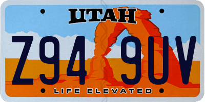 UT license plate Z949UV