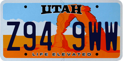 UT license plate Z949WW