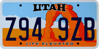 UT license plate Z949ZB