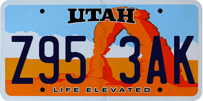 UT license plate Z953AK
