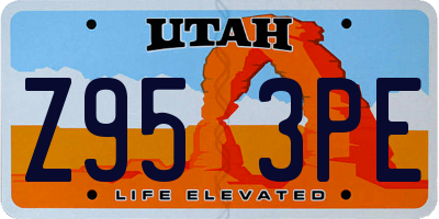 UT license plate Z953PE