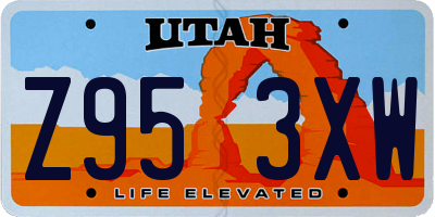 UT license plate Z953XW