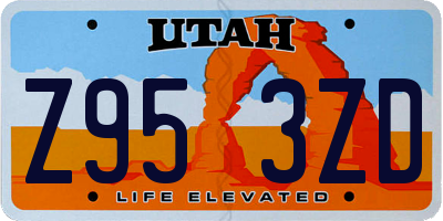 UT license plate Z953ZD
