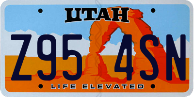 UT license plate Z954SN