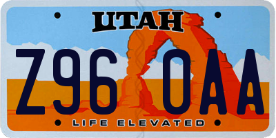 UT license plate Z960AA