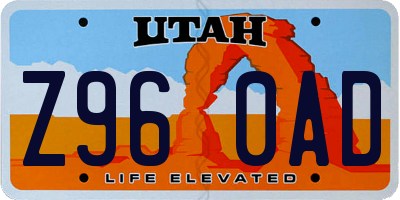 UT license plate Z960AD
