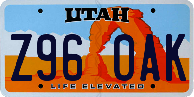 UT license plate Z960AK
