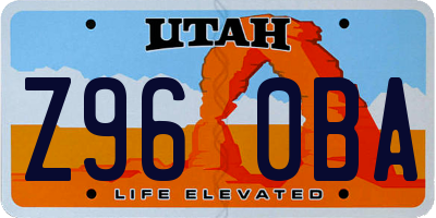 UT license plate Z960BA