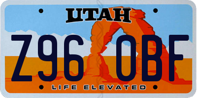 UT license plate Z960BF