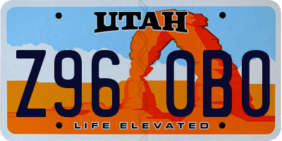 UT license plate Z960BO