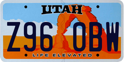 UT license plate Z960BW