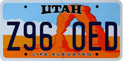 UT license plate Z960ED