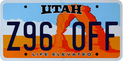 UT license plate Z960FF