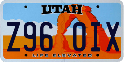 UT license plate Z960IX