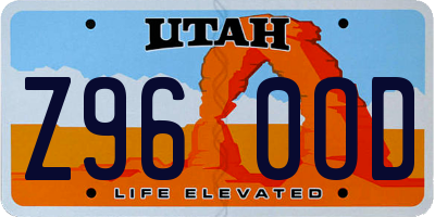 UT license plate Z960OD