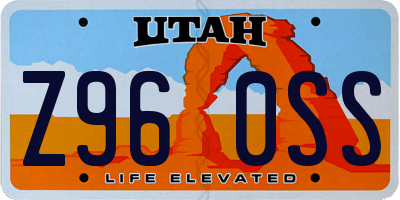 UT license plate Z960SS