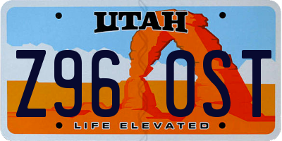 UT license plate Z960ST