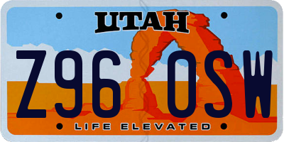UT license plate Z960SW