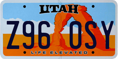 UT license plate Z960SY