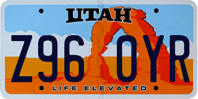 UT license plate Z960YR