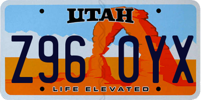 UT license plate Z960YX