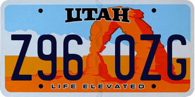 UT license plate Z960ZG