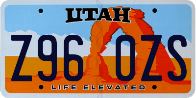 UT license plate Z960ZS