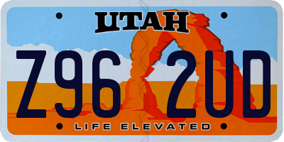 UT license plate Z962UD
