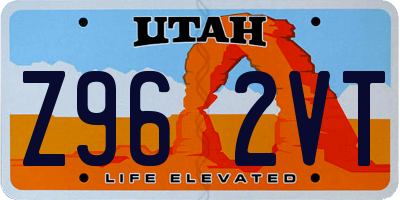 UT license plate Z962VT