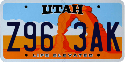 UT license plate Z963AK