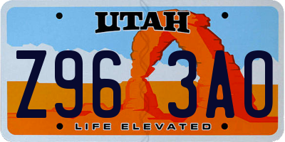 UT license plate Z963AO