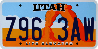 UT license plate Z963AW