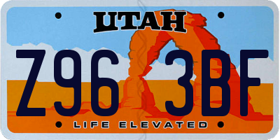 UT license plate Z963BF