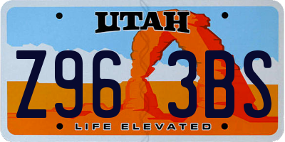 UT license plate Z963BS