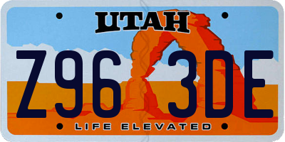 UT license plate Z963DE