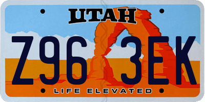 UT license plate Z963EK