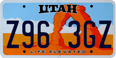 UT license plate Z963GZ
