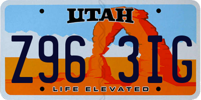 UT license plate Z963IG