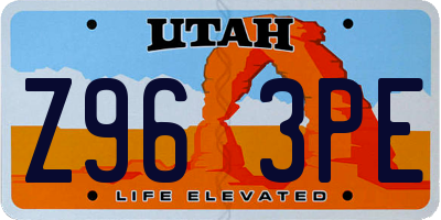 UT license plate Z963PE