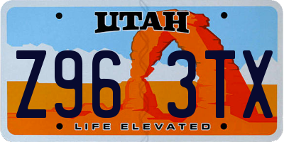 UT license plate Z963TX