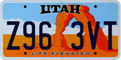 UT license plate Z963VT