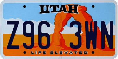 UT license plate Z963WN