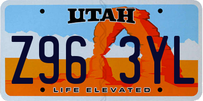 UT license plate Z963YL
