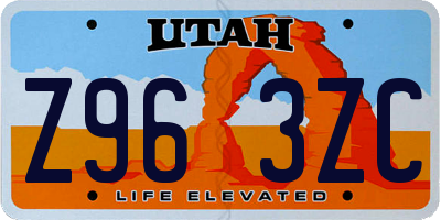 UT license plate Z963ZC